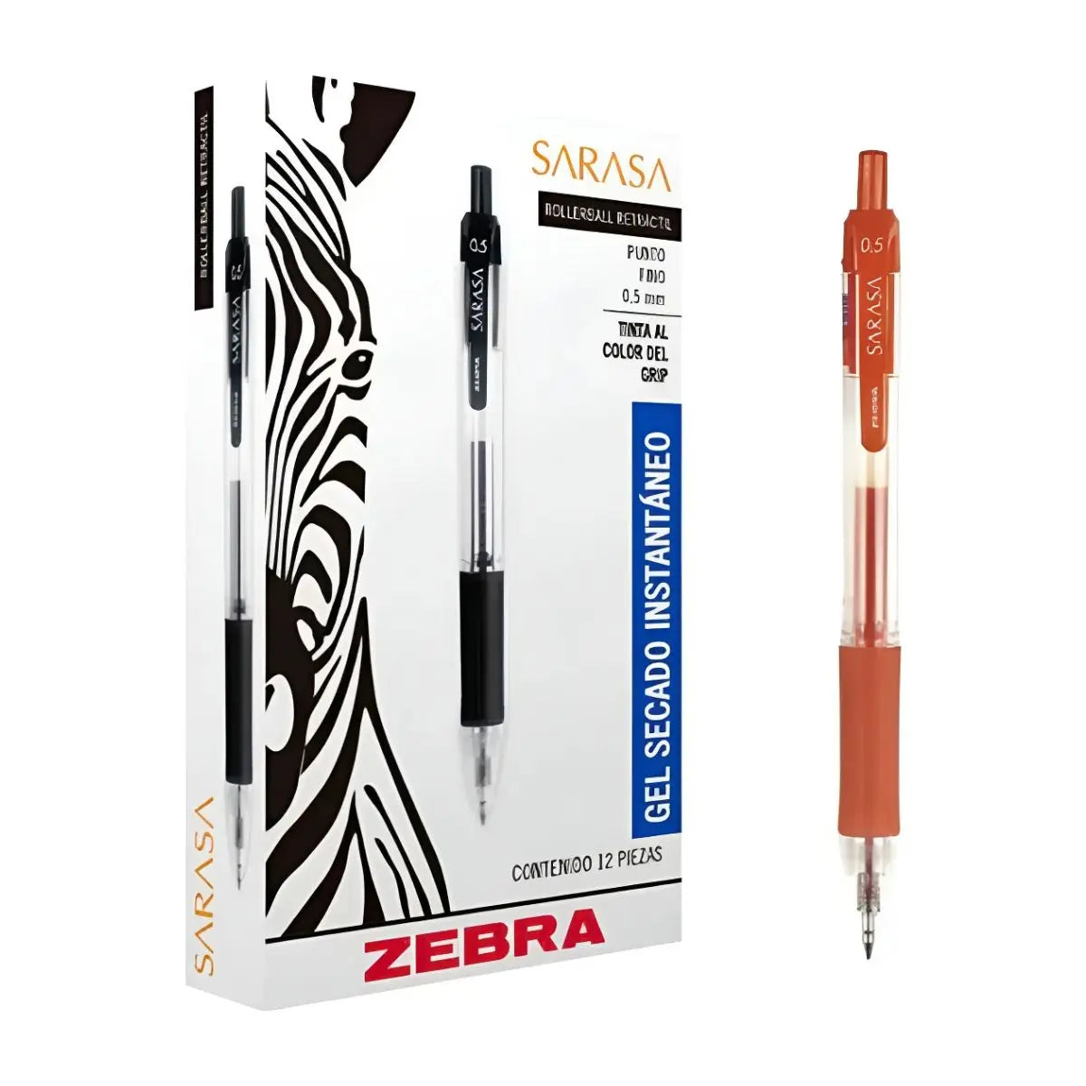 12 Boligrafo Sarasa fino Rojo Zebra - Zebra - vista lateral