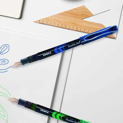 Pack 12 Pluma Fuente Z Fountain Pen Zebra Punta Metal Azul - Zebra - empaque