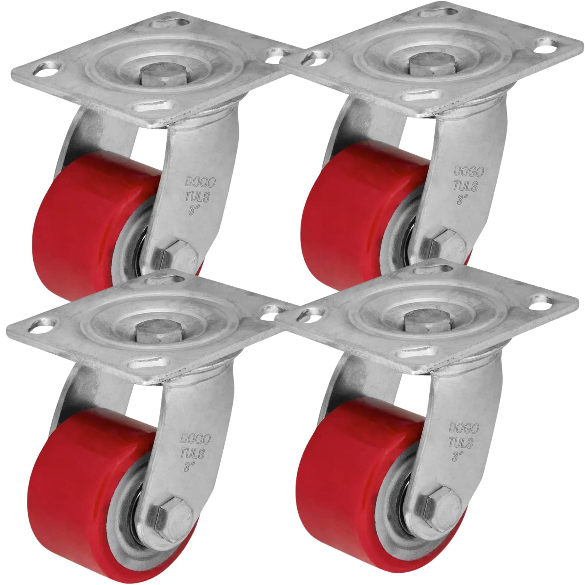 RODAJA FIERRO PU ROJO GIRATORIA 3" - Dogotuls