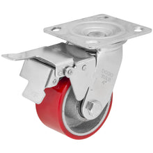 Rodaja Fierro PU Rojo 4" Dogotuls Giratoria con Freno - Dogotuls - vista lateral