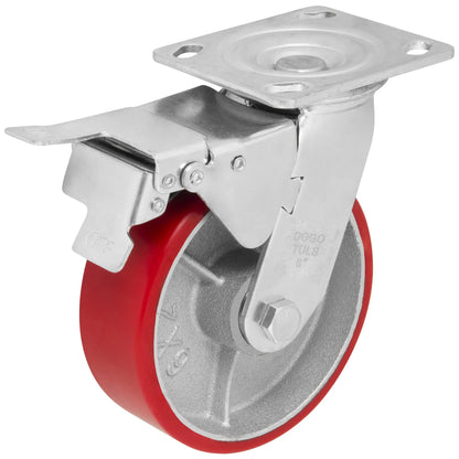 Rodaja Fierro PU Rojo 6" Dogotuls Giratoria con Freno - Dogotuls - detalle