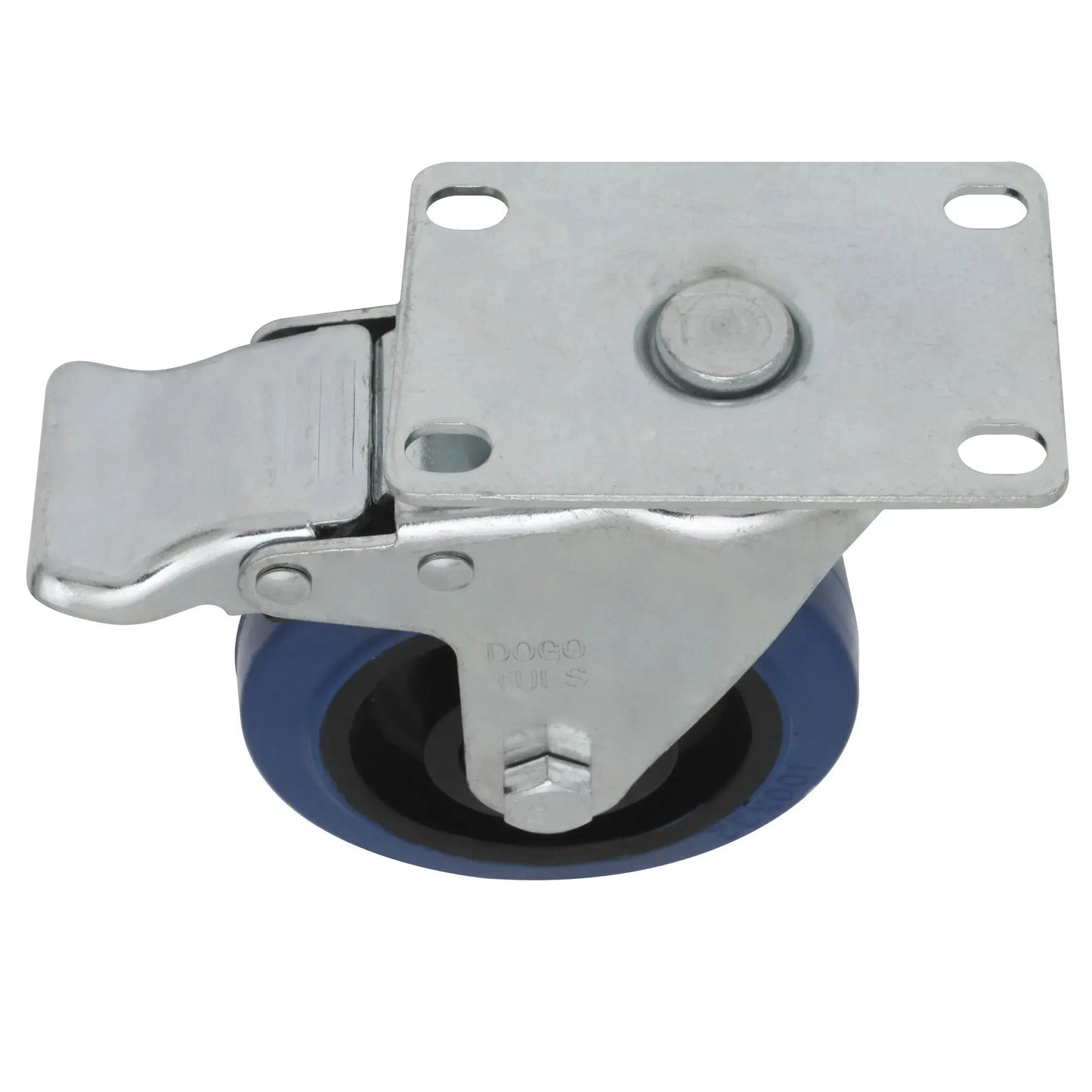 Rodaja Goma Elástica 4" Dogotuls Giratoria con Freno, Azul - Dogotuls