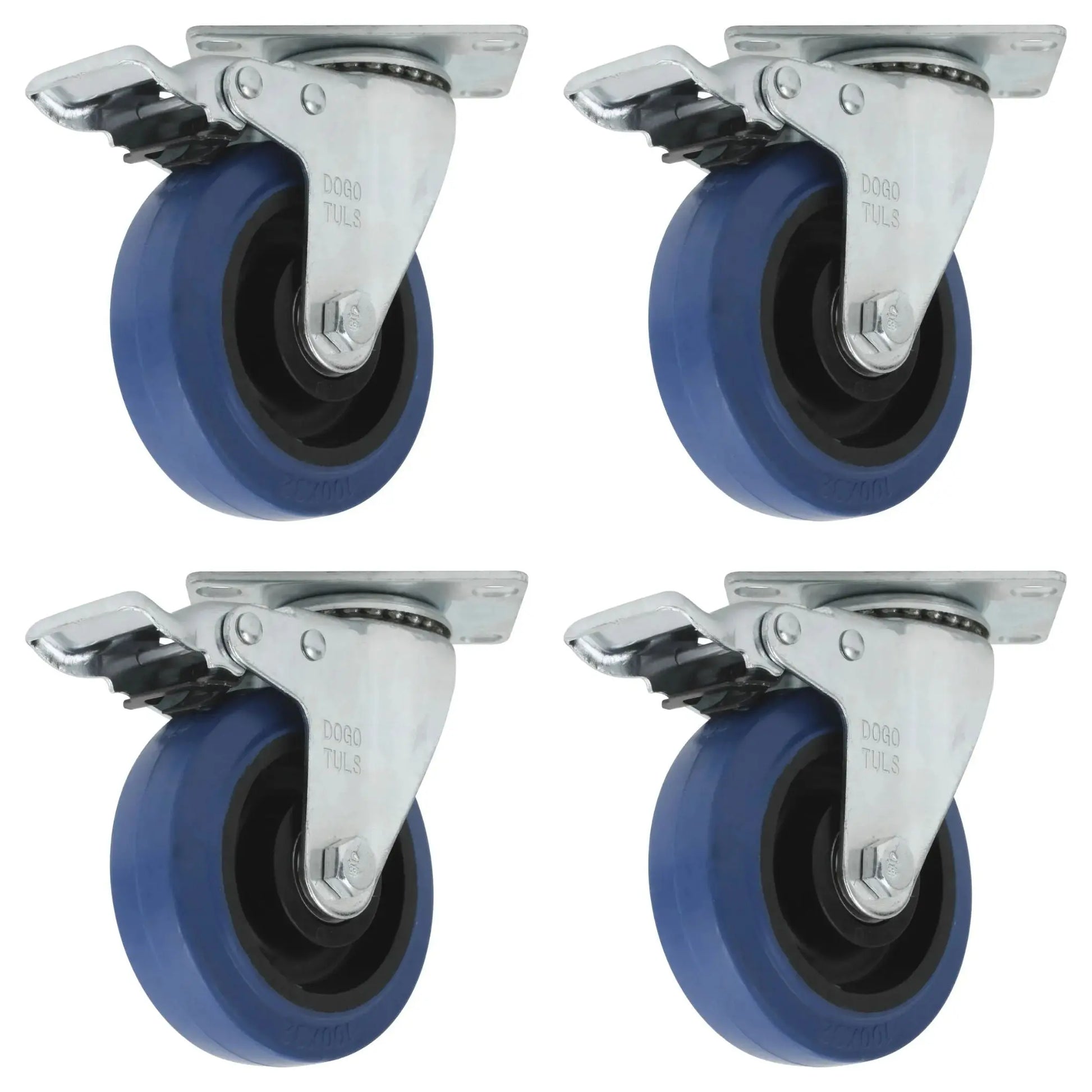 Rodaja Goma Elástica Dogotuls Azul Giratoria Con Freno 3" MarchanteMX