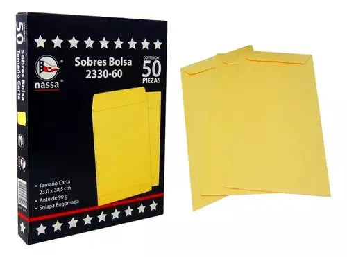 Cajilla 50 Folders Bolsa 2330-60 Ante C/Amarillo 23x30.5cm - Nassa