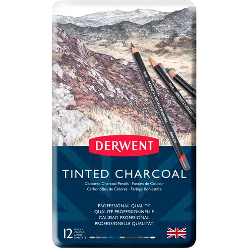 Lápices de Colores Dibujo Tinted Charcoal Derwent Caja 12 Piezas - derwent - vista lateral