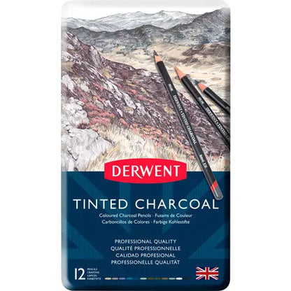 Lápices de Colores Dibujo Tinted Charcoal Derwent Caja 12 Piezas - derwent - vista lateral