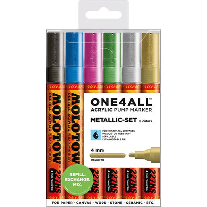 Set 6 Marcadores Molotow 2mm ONE4ALL Recargables Acrílico - marchante.shop