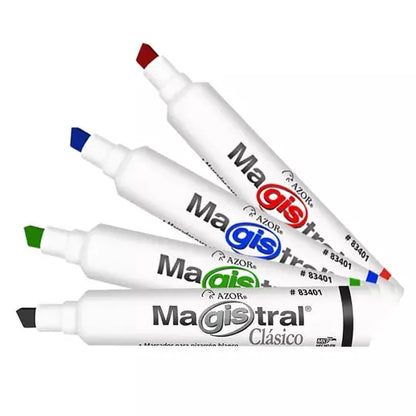 Marcadores Azor para Pizarrón Blanco Magistral Clasico 6mm 4 Piezas Elige Color Negro, Verde, Azul, Rojo - Azor - detalle