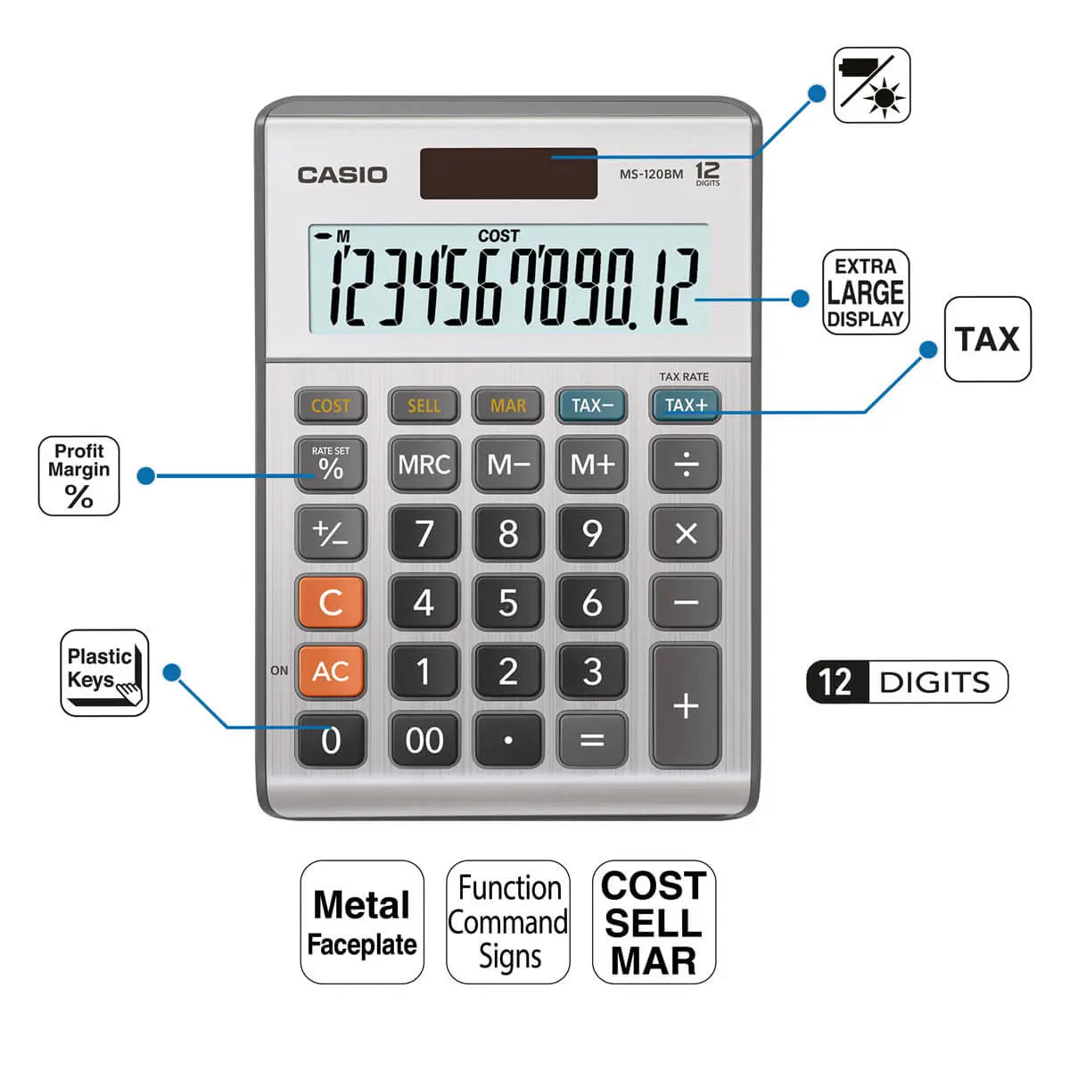 Calculadora De Escritorio Casio 12 Digitos Ms-120bm - Casio