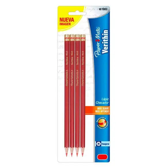 Lápiz color rojo Paper Mate Verithin 4 piezas - Papermate - vista trasera