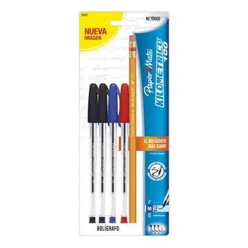 Bolígrafo Paper Mate Kilométrico 5 pzas con 1 lápiz de regalo - Paper Mate