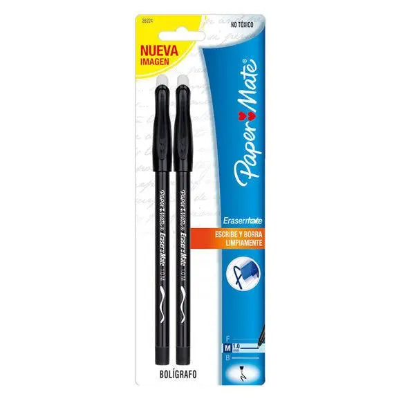 Bolígrafo Paper Mate Eraser Tinta Negra 2 piezas - Papermate