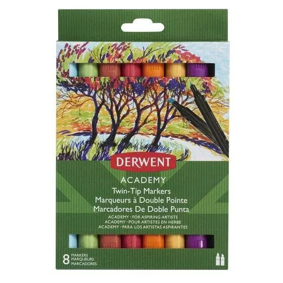 Derwent academy - Marcadores de doble punta cincel 8 piezas - derwent