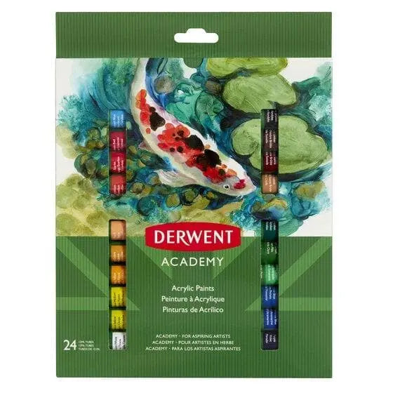 Derwent academy - Caja con 24 tubos de pintura acrílica de 12 ml cada uno - Derwent