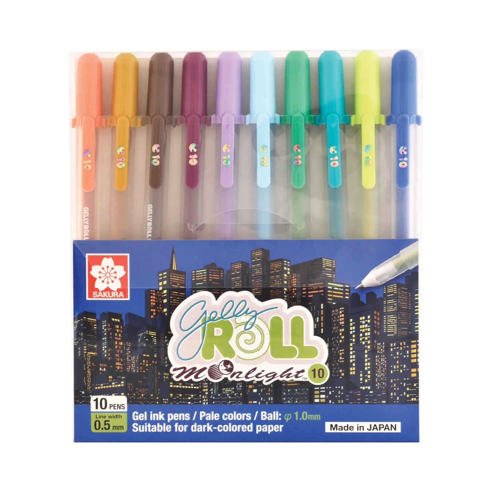 GELLY ROLL - SET CON 10 PLUMAS DE GEL MOONLIGHT PASTEL - Sakura - vista lateral