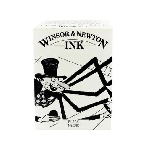 W&N - Tinta para dibujo black indian ink no 754 | #000000 | mate | ? | brillante / 30 ml - Winsor and Newton
