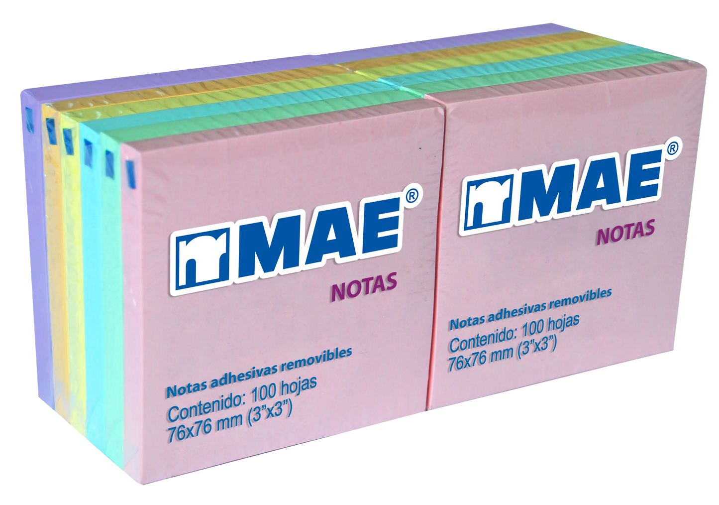 Block de notas adhesivas Mae 3x3 pastel con 12 blocs - Mae
