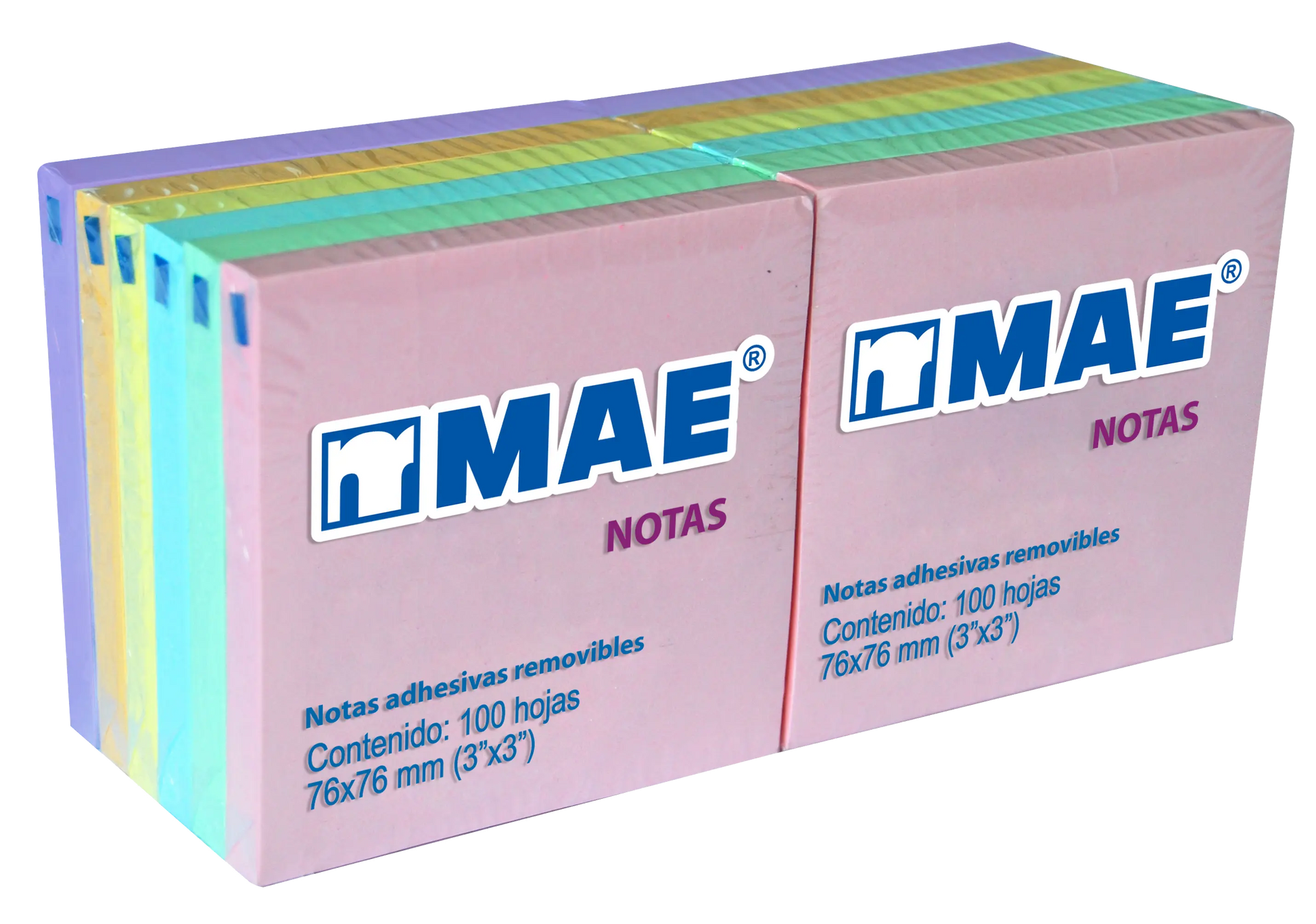 Block de notas adhesivas Mae 3x3 pastel con 12 blocs - Mae