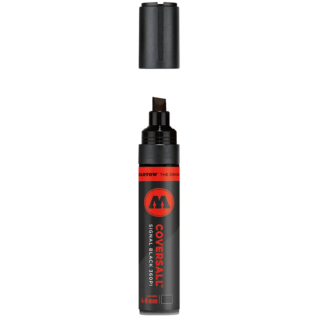 MOLOTOW -MASTERPIECE COVERSALL  MARCADOR PERMANENTE NEGRO CON PUNTA BISELADA 4-8 MM - Molotow