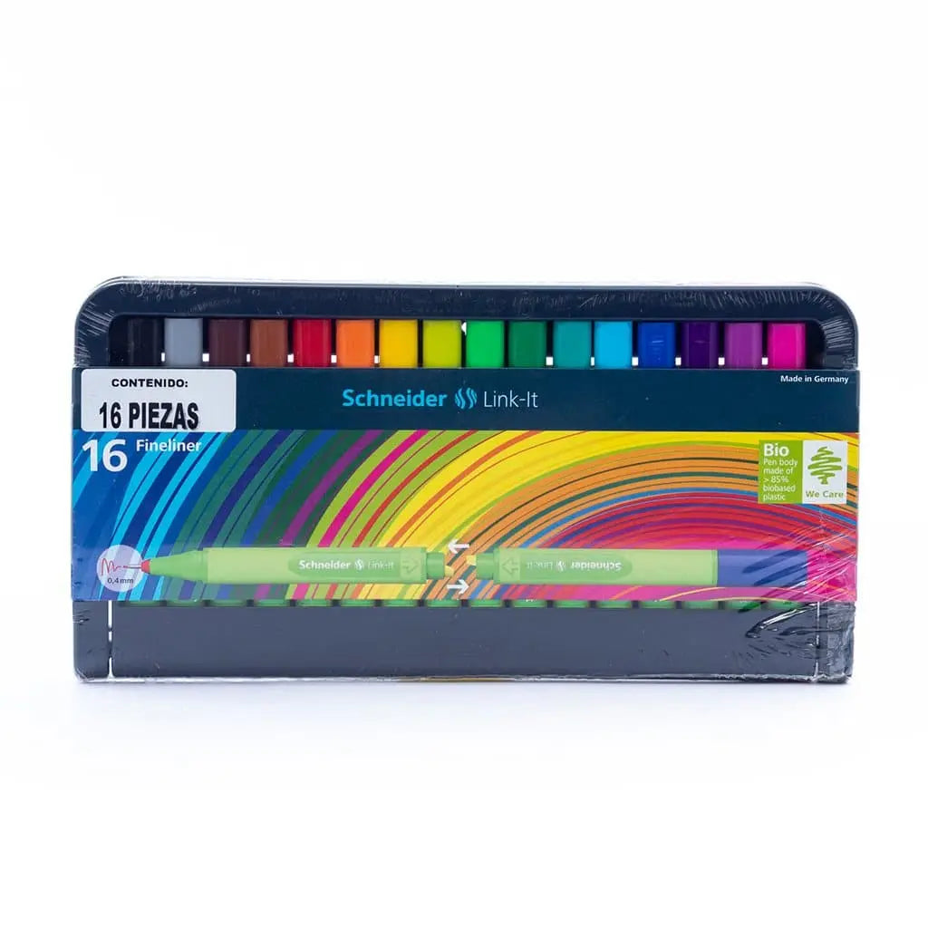 SCHNEIDER - ESTUCHE CON 16 ESTILÓGRAFOS FINELINER LINK-IT 0.4 - Schneider