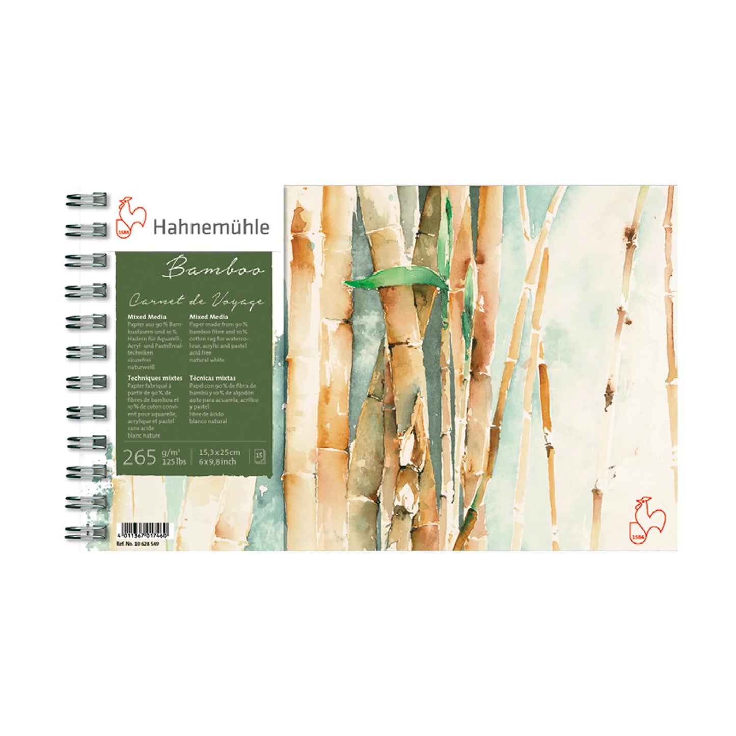 HAHNEMÜHLE - Cuaderno hoja de bamboo con espiral para técnica mixta - Bamboo