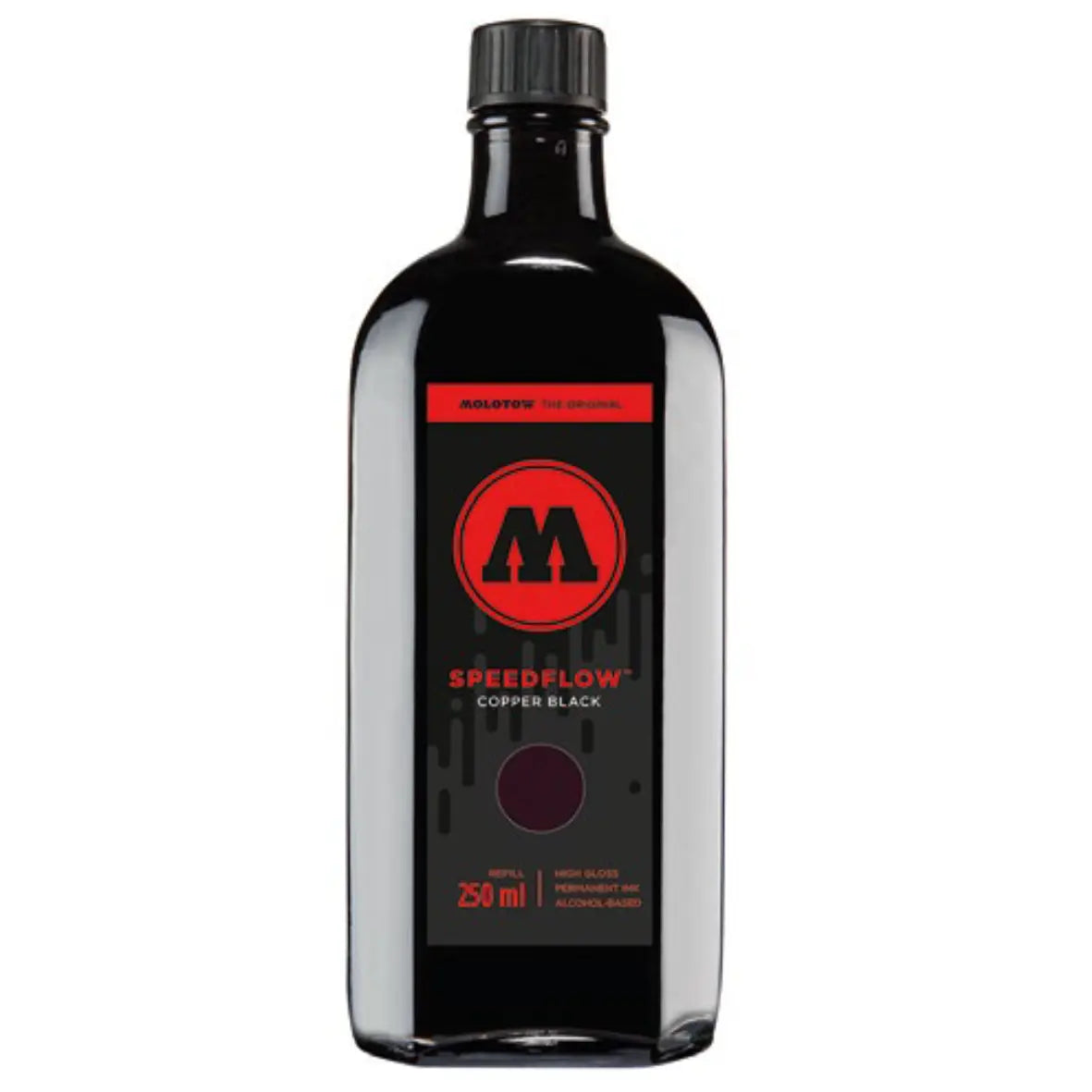 MOLOTOW - REFILL SPEEDFLOW TINTA PERMANENTE NEGRA  250ML - Molotow - vista lateral