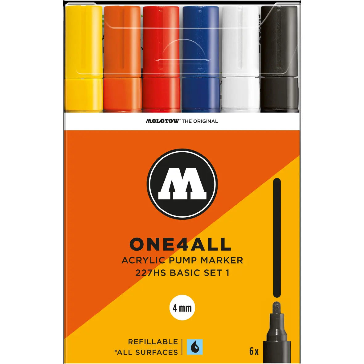 MOLOTOW - 6 MARCADORES ACRÍLICOS ONE4ALL 227HS 4MM - Molotow - detalle