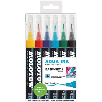 MOLOTOW - PACK CON 6 MARCADORES ACUARELABLES GRAFX 1MM "SET #1" - Molotow - detalle
