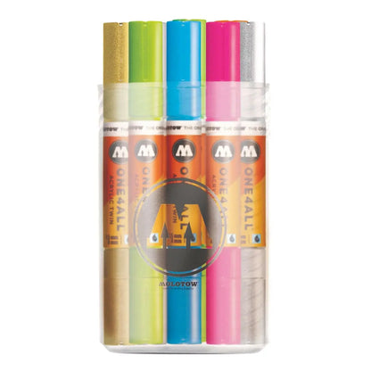 MOLOTOW -  MAIN KIT N¬∞ 1 con 12 marcadores acrílicos twin one4all de doble punta - Molotow - vista lateral