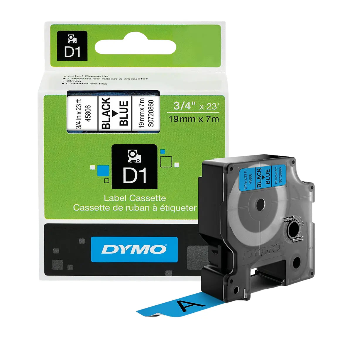 Cinta Rotuladora Azul Tinta Negro 19mm x 7 m  45806 - dymo