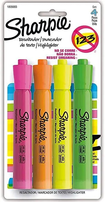 Resaltador Sharpie Tank colores surtidos 4 piezas 1805683 - Sharpie