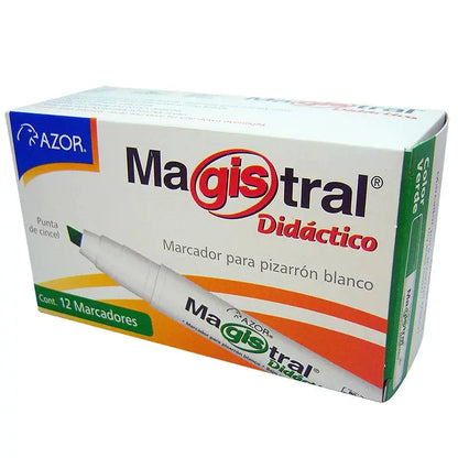 Marcadores Azor para Pizarrón Blanco Magistral Didactico 6mm 12 Piezas Elegir Color Verde - Azor