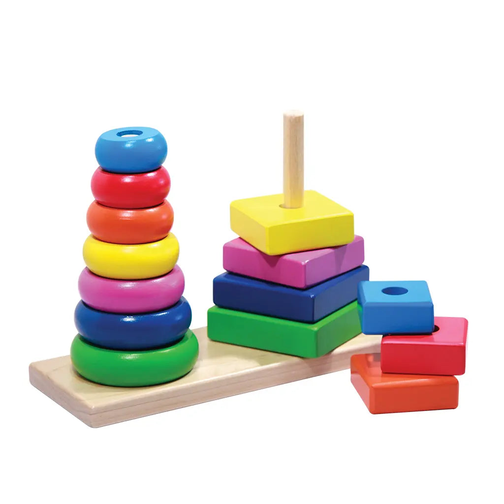 Pirámide 2 En 1 De Bloques Bebé Madera Ensartes Estimulación - Diako - detalle