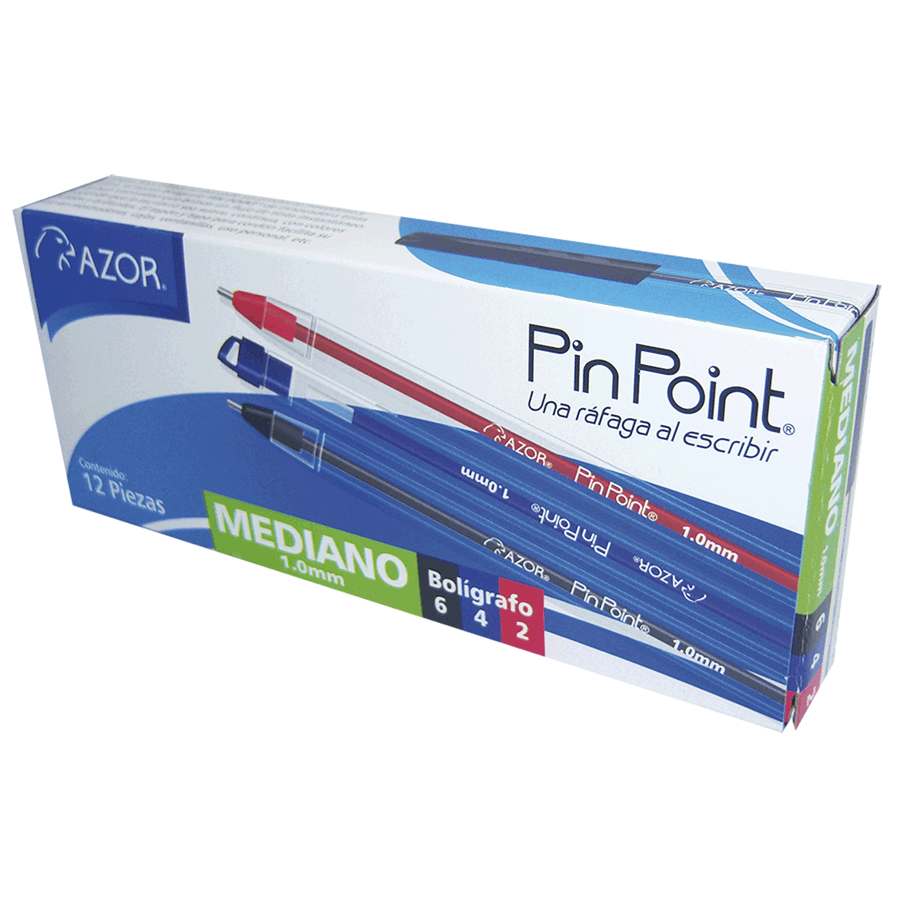 Bolígrafos Azor Pin Point Medio Punta Aguja 1.0mm 12 Piezas Elige Color Surtido - Azor