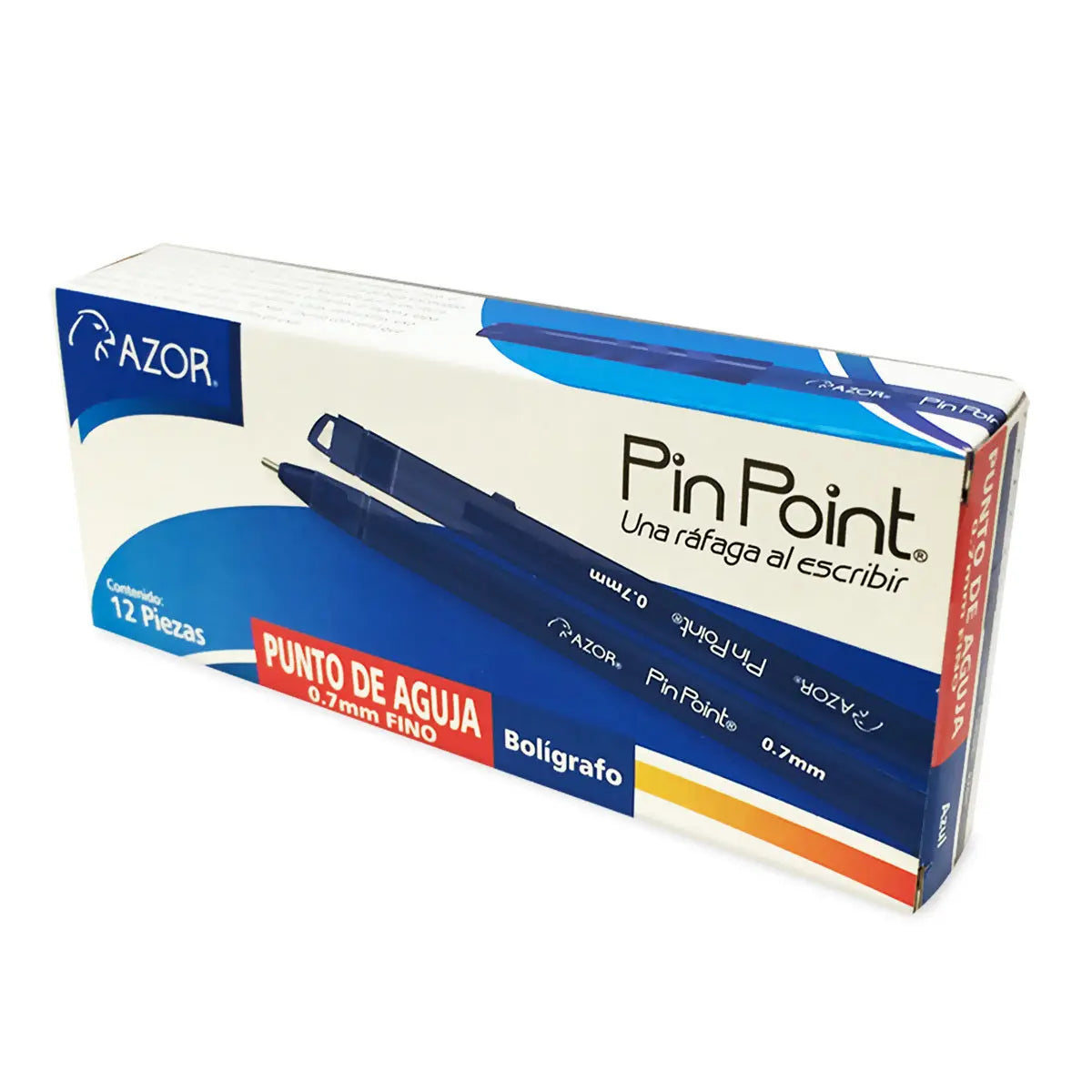 Bolígrafos Azor Pin Point Fino 0.7mm 12 Piezas Elegir Color Azul - Azor