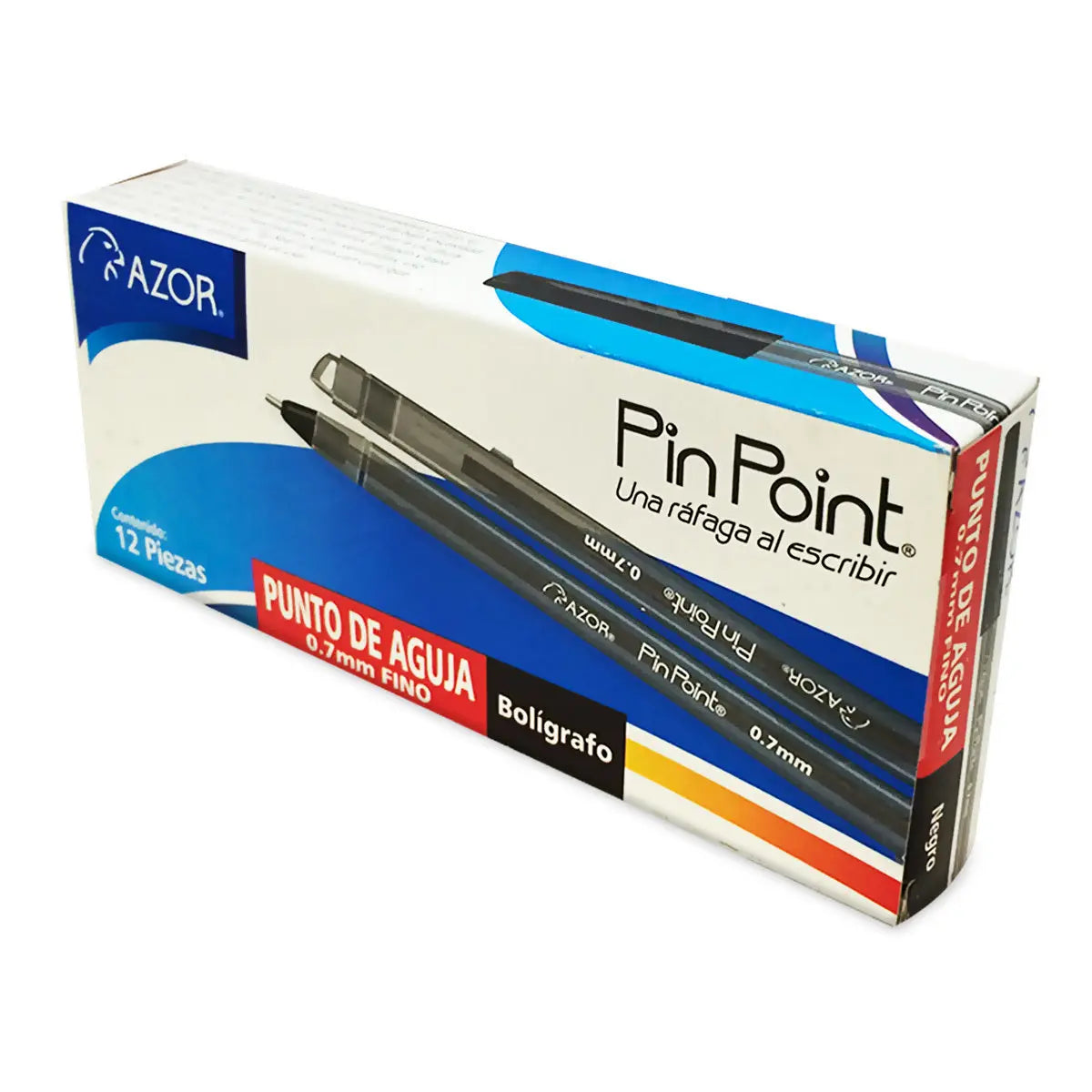 AZOR Pin Point Black Fine Point Writing Pens 0.7mm Ballpoint Pens – Pack of 12 - Azor