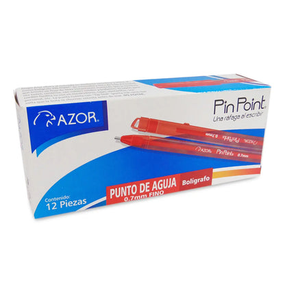 Bolígrafos Azor Pin Point Fino 0.7mm 12 Piezas Elegir Color Rojo - Azor