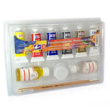 ATL - Estuche M3 con 6 pinturas al  óleo de 40 ml + 2 medios +  accesorios - atl - vista lateral