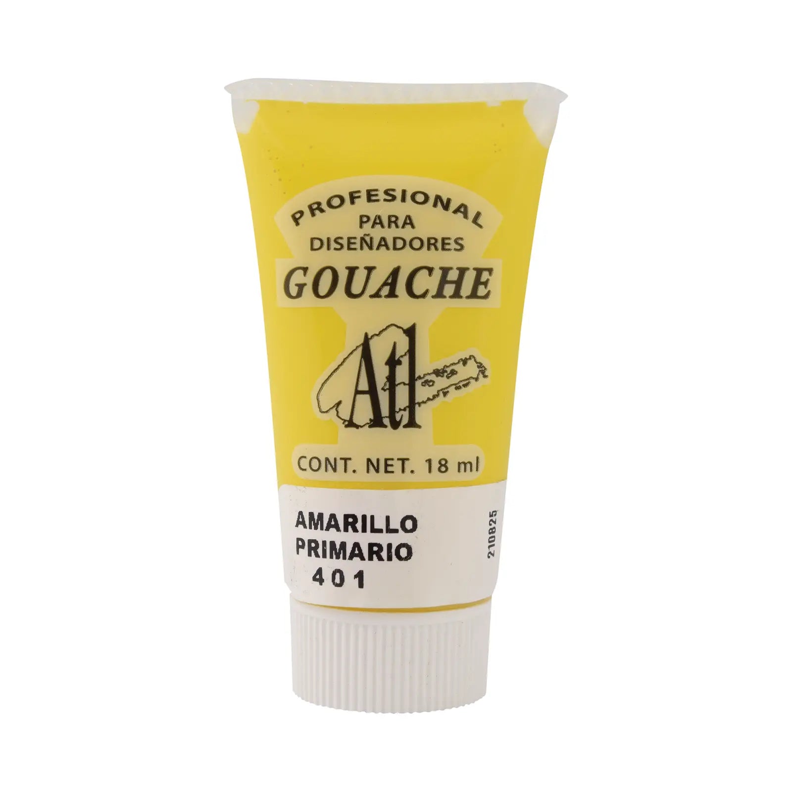 ATL - Pintura gouache 18 ml amarillo primario n° 401 | #e2d542 | mate | ? | mate / 18 ml - atl - vista lateral