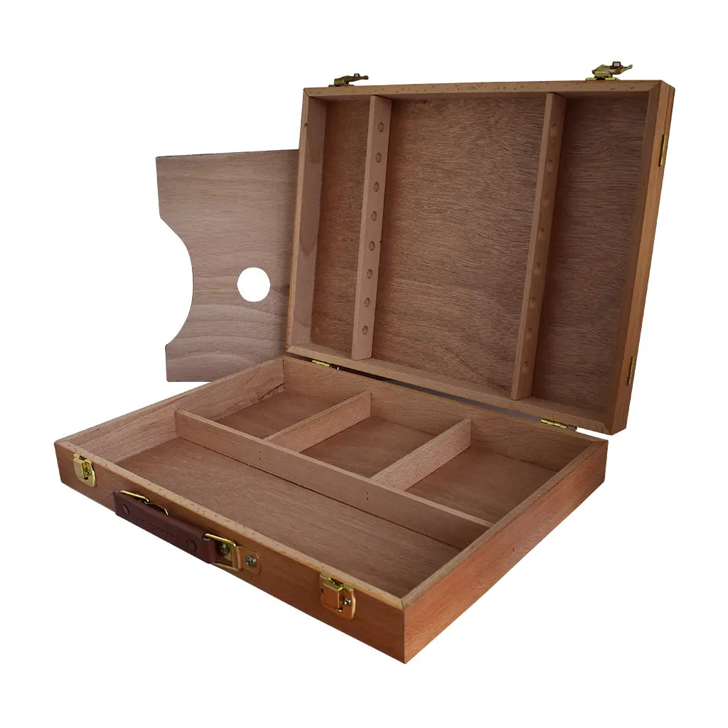 ATL - Estuche de madera con divisiones y porta pinceles - Atl