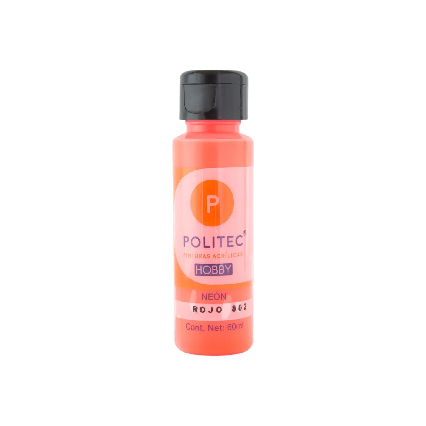 POLITEC - Pintura acrílica neón Línea hobby 60ml amarillo no. 23801 | #f2e837 | neon | ? | ? / 60 ml - Politec - vista lateral
