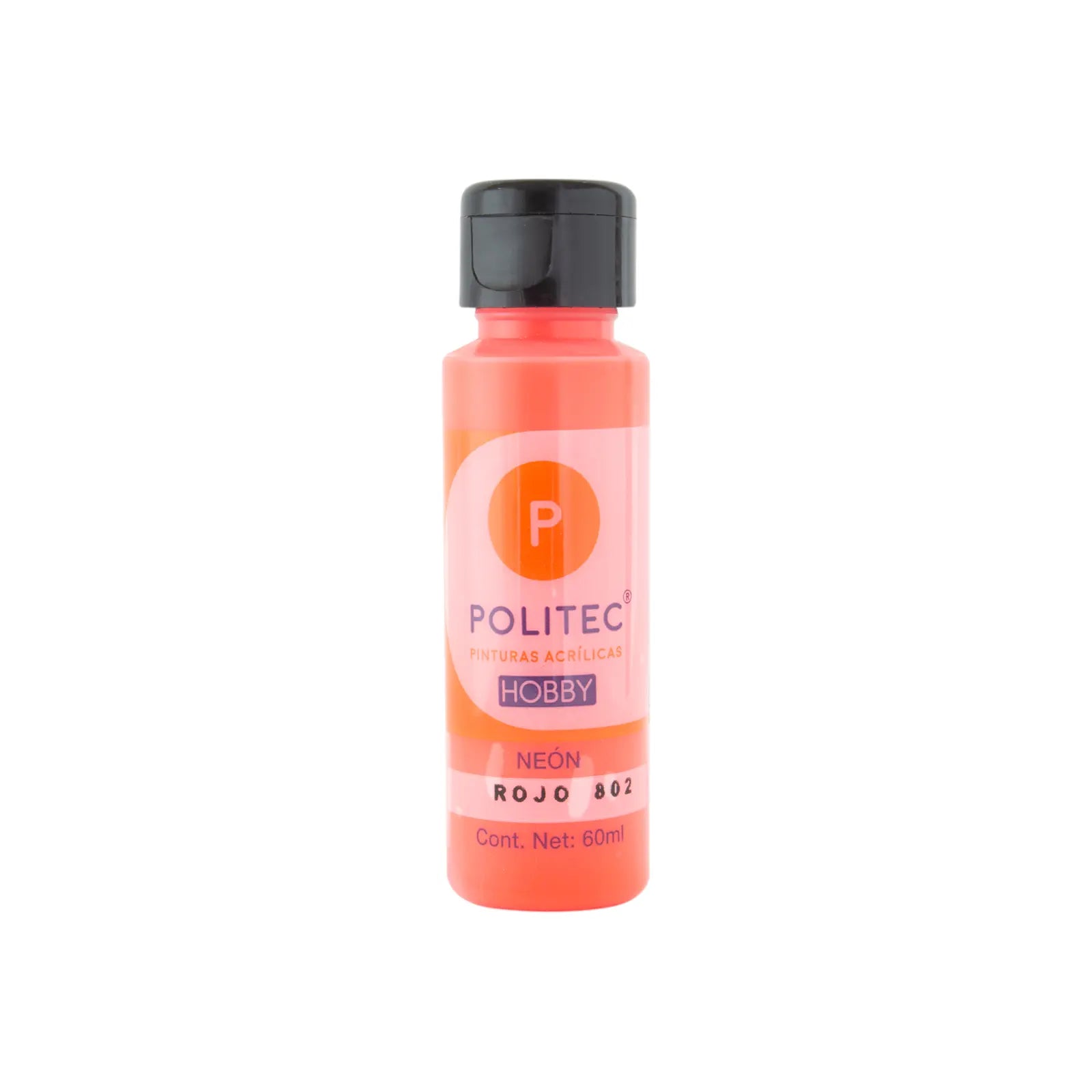POLITEC - Pintura acrílica neón Línea hobby 60ml amarillo no. 23801 | #f2e837 | neon | ? | ? / 60 ml - Politec - vista lateral