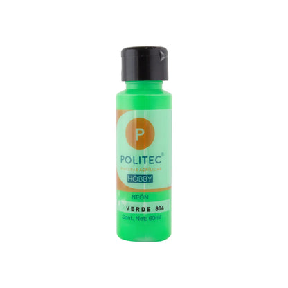 POLITEC - Pintura acrílica neón Línea hobby 60ml amarillo no. 23801 | #f2e837 | neon | ? | ? / 60 ml - Politec