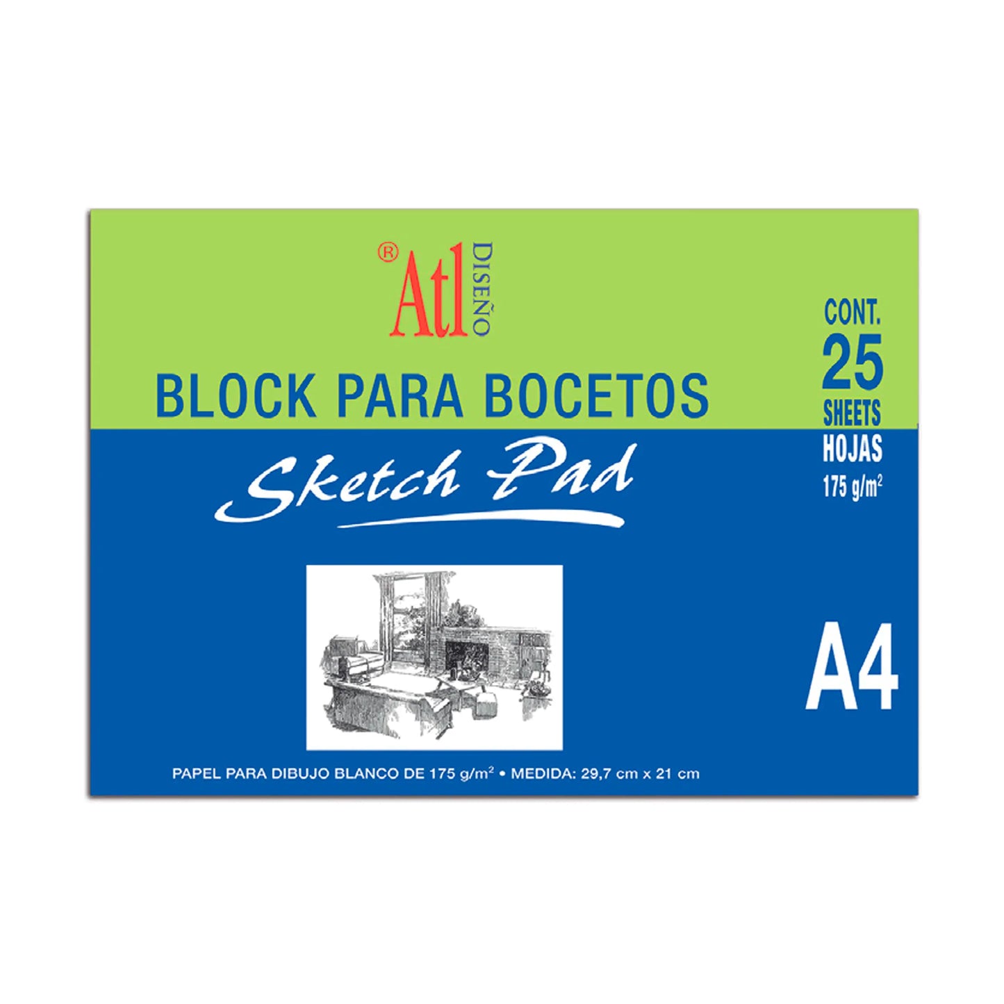 ATL - Block sketch pad 29.7 x 42 cm - Lock - vista lateral