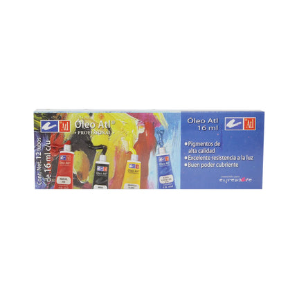 ATL - Estuche con 12 óleos en tubos de 16 ml cada uno - atl
