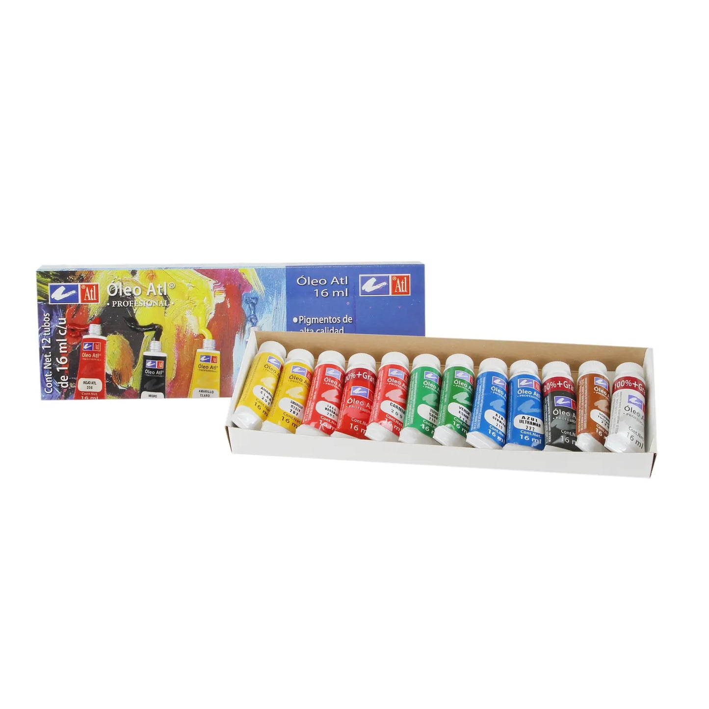 ATL - Estuche con 12 óleos en tubos de 16 ml cada uno - atl - detalle
