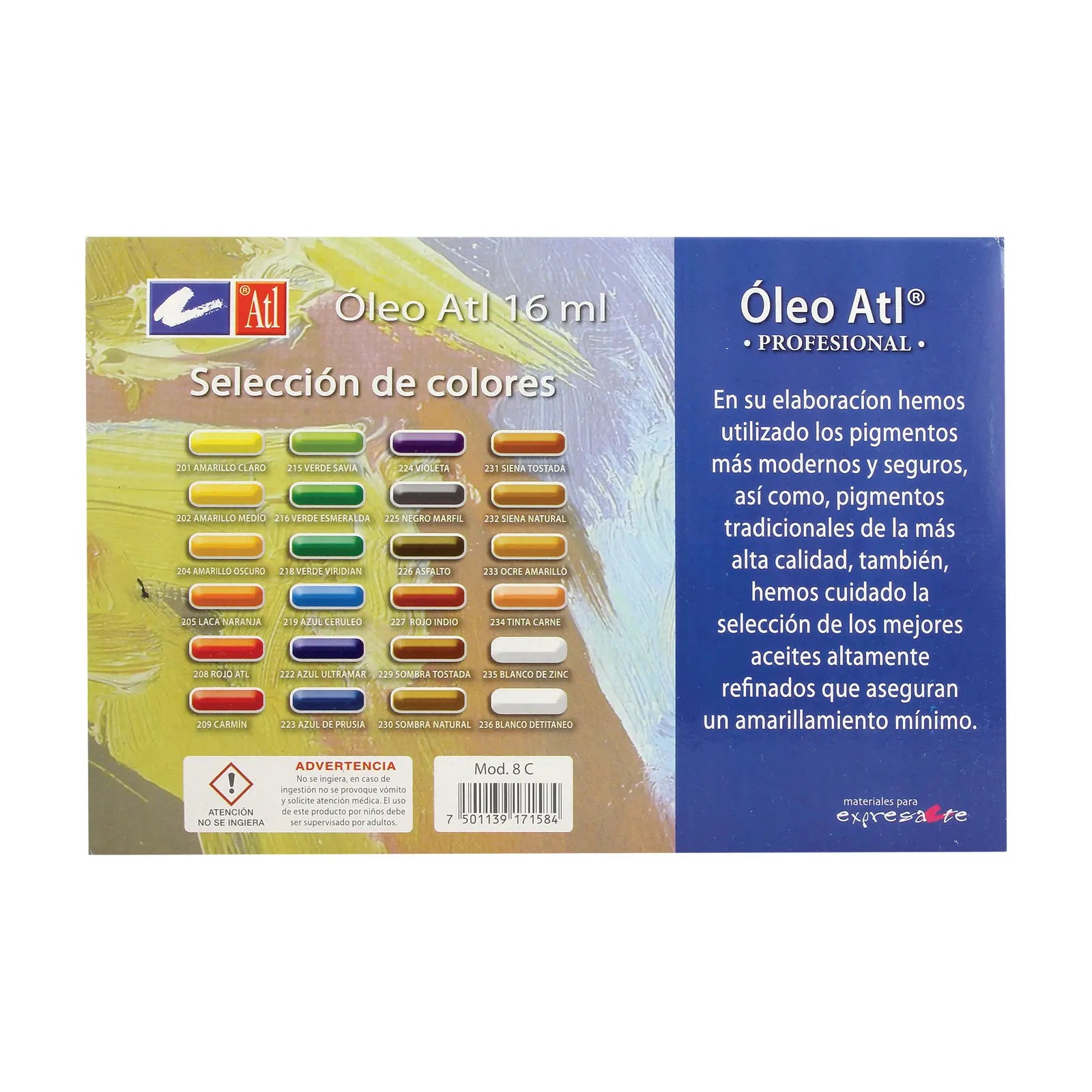 ATL - Estuche de óleos con 24 tubos de 16 ml - atl