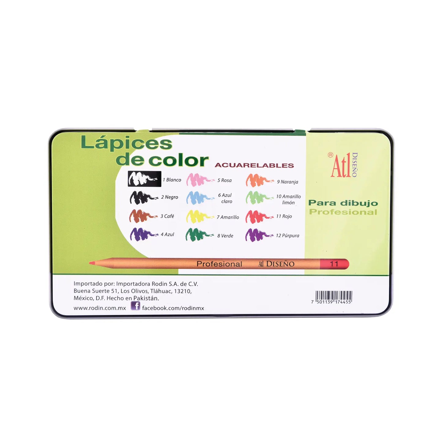 ATL - Estuche metálico con 12 colores profesionales ATL
