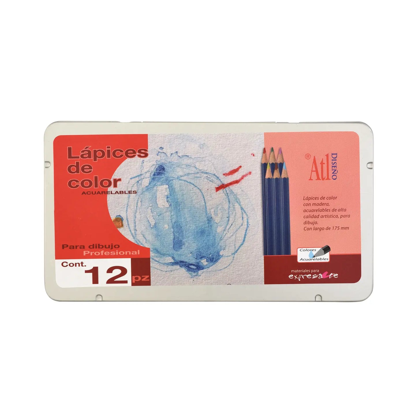 ATL - Estuche metálico con 12 colores acuarelables ATL