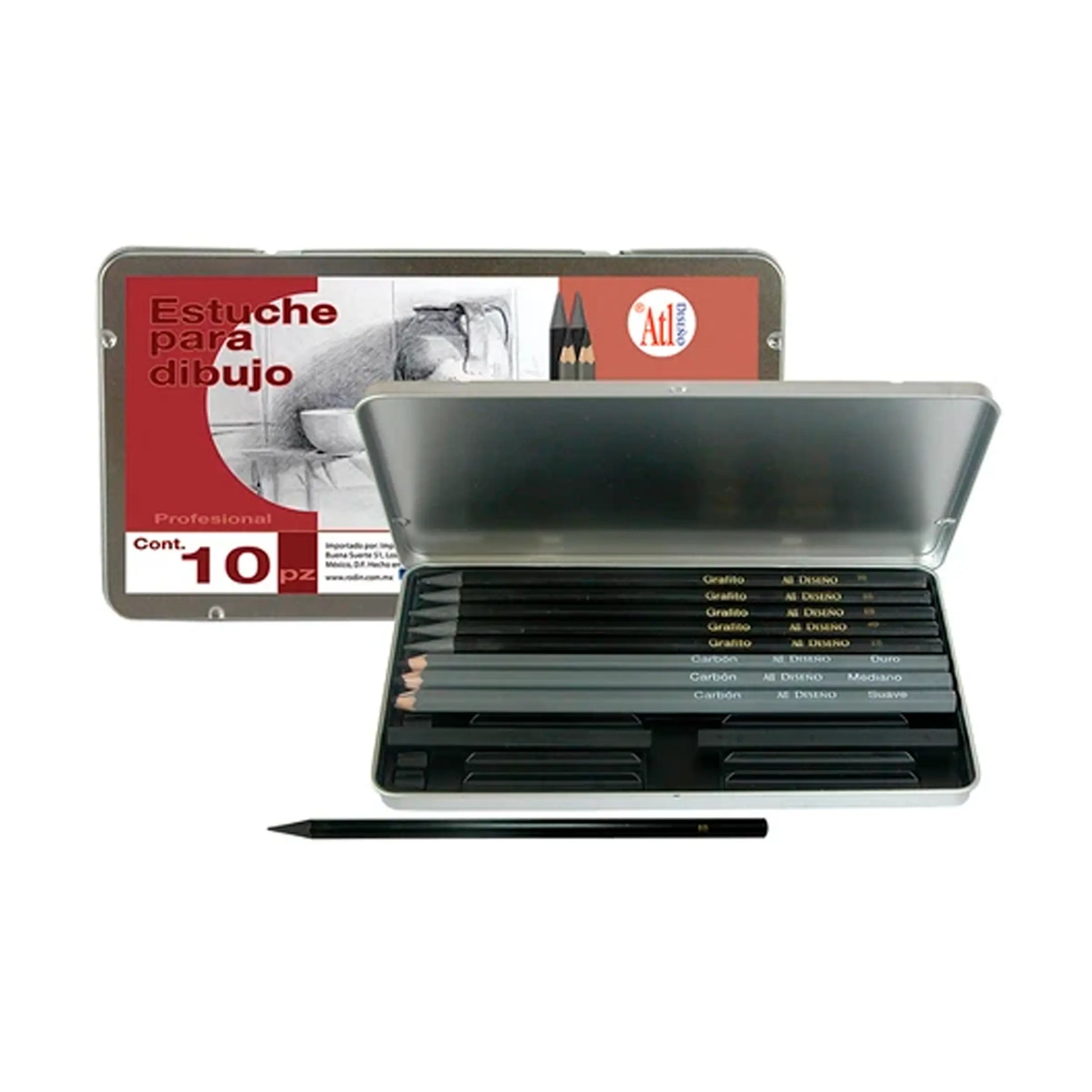 ATL - Estuche metálico para dibujo 10 piezas ATL